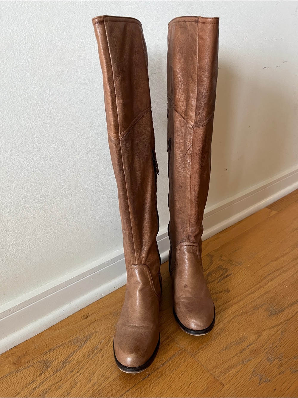 Over the Knee Tan Leather Boots
